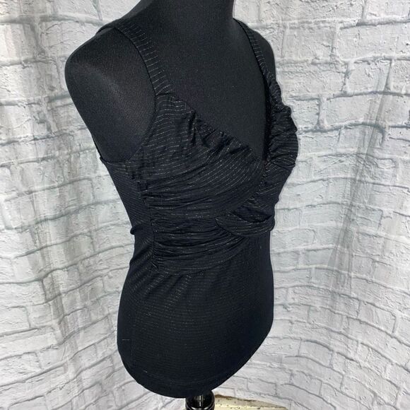 Forever 21 brand new bodycon stripe tank w/shimmer stripes, drape rouge top sz L - Picture 5 of 8